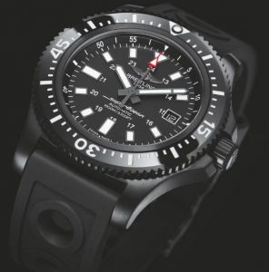 The black strap fake watch has black dial.