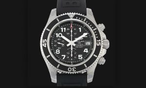 The stainless steel fake watches have black straps.