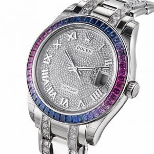The luxury fake watches are decorated with sapphires.